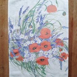 Strofinaccio in lino con papaveri