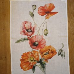 Strofinaccio in puro lino con decoro floreale