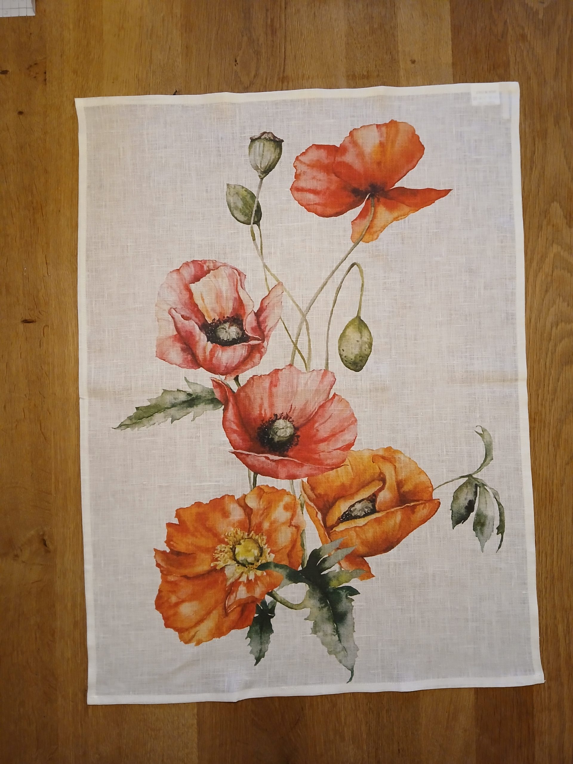 Strofinaccio in puro lino con decoro floreale
