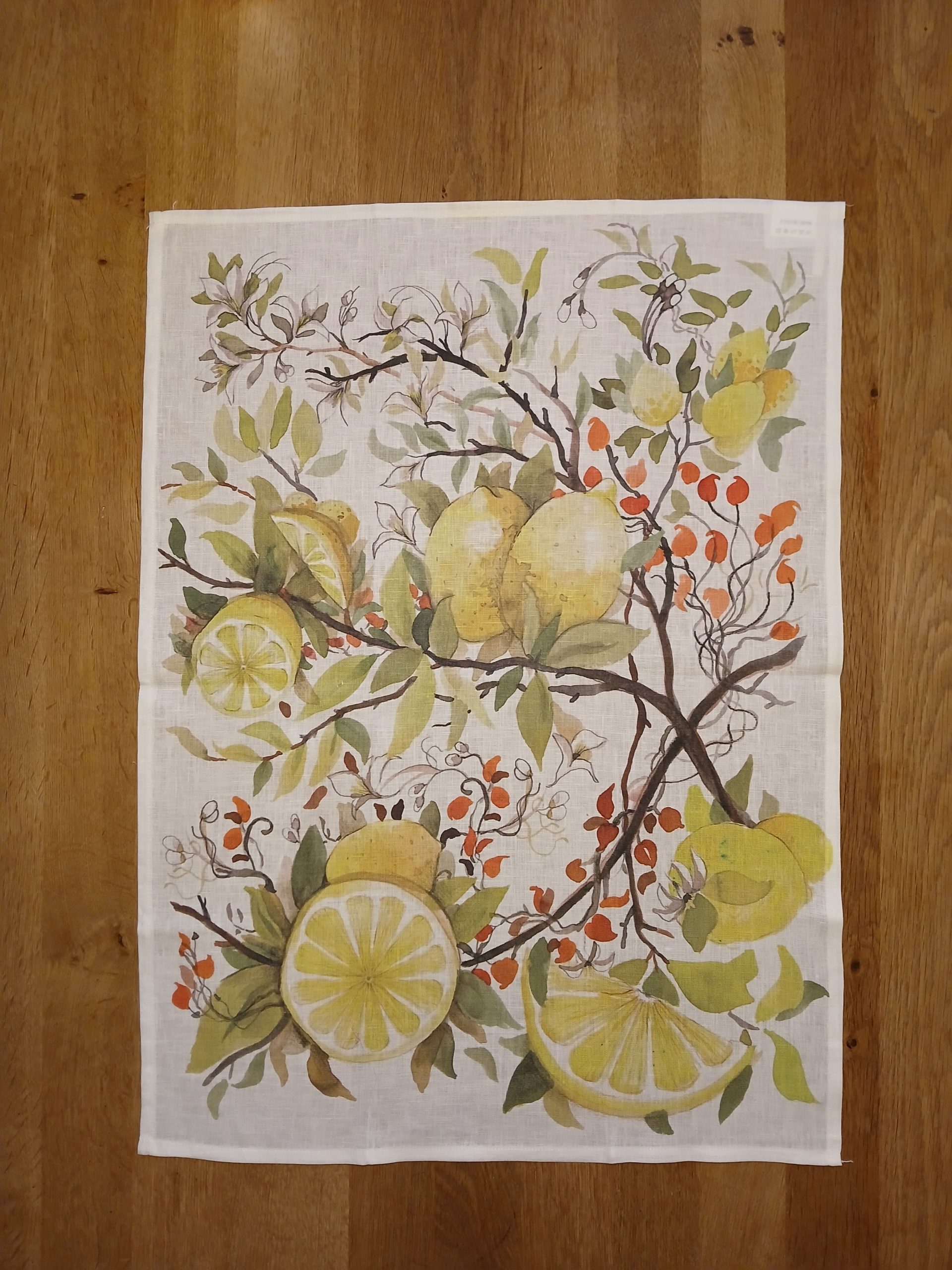 Strofinaccio in puro lino con decoro floreale