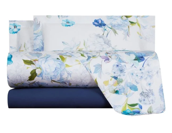 Completo letto floreale classico blu